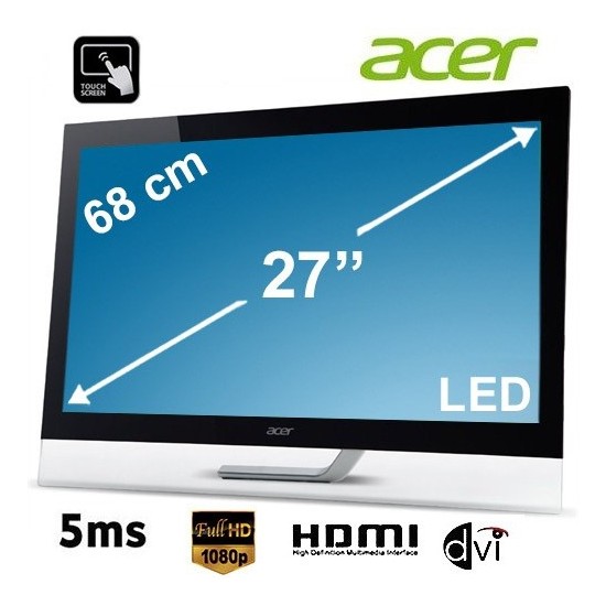 Acer T272HLBMIDZ 27" 5ms (Analog+DVI+HDMI+USB) Full HD 10 Parmak Dokunmatik LED Monitör (Windows 8)