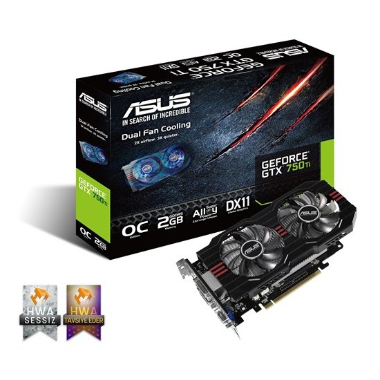 Asus Nvidia GeForce GTX 750 Ti OC 2GB 128Bit GDDR5 (DX11.2) PCI-E 3.0 Ekran Kartı (GTX750TI-OC-2GD5)