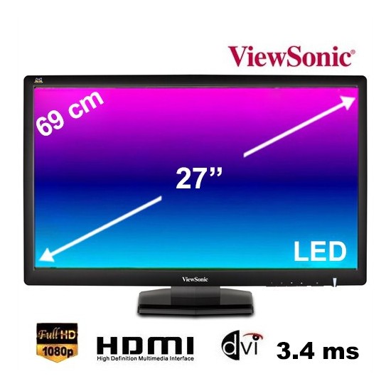 ViewSonic VX2703MH-LED 27" 3.4ms (Analog+DVI+HDMI+Hoparlör) Fiyatı