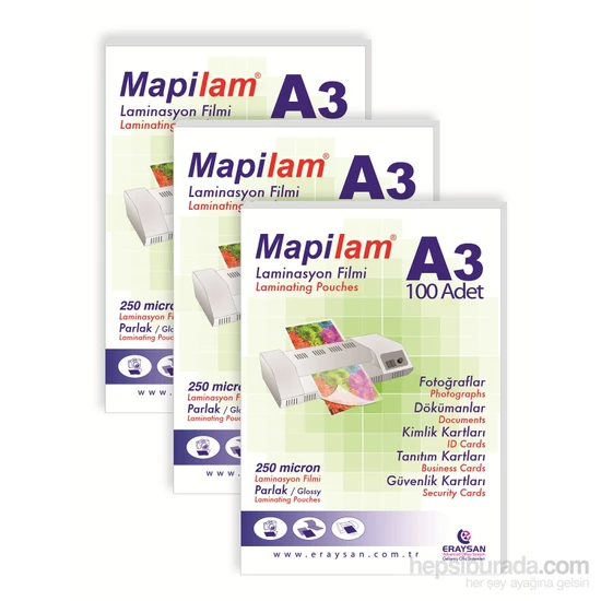 Mapilam 250 Mic. A3 Parlak Polyester (100 Adet)