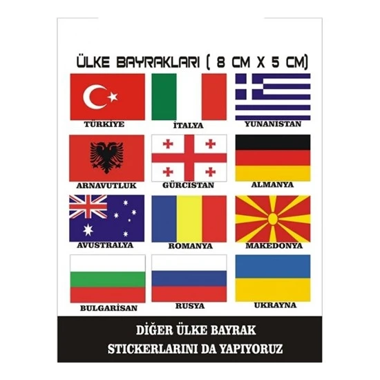Sticker Master Ülke Bayrakları Sticker Seti Oto Motor Pc Etiket