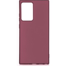Hesaplı Dünya Samsung Galaxy Note 20 Ultra Kılıf Mat Renkli Esnek Silikon Mürdüm Renk Prm