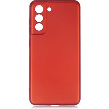 Hesaplı Dünya Samsung Galaxy S21 Fe Kılıf Mat Renkli Esnek Silikon Kırmızı Renk Prm