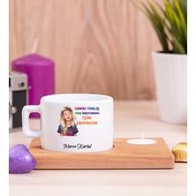 Hediye Dükkanı Kişiye Özel Işine Bakıcaksın Tasarım Esprili Ahşap Altlıklı Mumlu Fincan