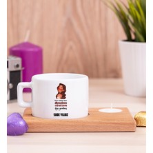 Hediye Dükkanı Kişiye Özel Kudurtayım Diye Tasarım Esprili Ahşap Altlıklı Mumlu Fincan