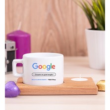 Hediye Dükkanı Kişiye Özel Google Tasarım Esprili Ahşap Altlıklı Mumlu Fincan