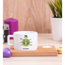 Hediye Dükkanı Kişiye Özel Koç Burcuna Hediye Ahşap Altlıklı Mumlu Fincan