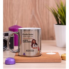 Hediye Dükkanı Kişiye Özel Alışıkın Değilsindir Tasarım Esprili Ahşap Altlıklı Mumlu Silver Kupa Bardak