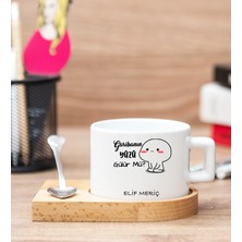 Hediye Dükkanı Kişiye Özel Garibanın Yüzü Gülür Mü Esprili Ahşap Altlıklı Fincan