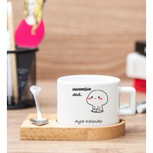 Hediye Dükkanı Kişiye Özel Incinmişsin Dedi Tasarım Esprili Ahşap Altlıklı Fincan