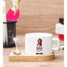 Hediye Dükkanı Kişiye Özel Kudurtayım Diye Tasarım Esprili Ahşap Altlıklı Fincan