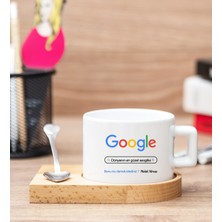 Hediye Dükkanı Kişiye Özel Google Tasarım Esprili Ahşap Altlıklı Fincan