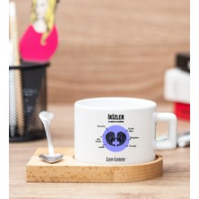 Hediye Dükkanı Kişiye Özel Ikizler Burcuna Hediye Ahşap Altlıklı Fincan