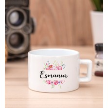 Hediye Dükkanı Kişiye Özel Çiçek Çerçeveli Isimli Fincan