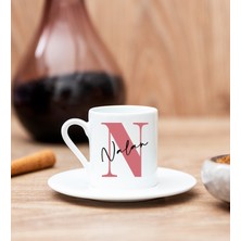 Hediye Dükkanı Kişiye Özel Baş Harfli Üzeri Isim Yazılı Beyaz Türk Kahvesi Fincanı