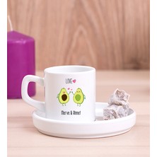 Hediye Dükkanı Kişiye Özel Sevimli Avokado Desenli Concept Türk Kahvesi Fincanı