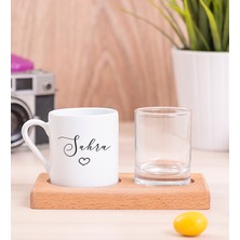 Hediye Dükkanı Kişiye Özel El Yazısı Tasarımlı Isimli Ahşap Sunumlu Türk Kahvesi Fincanı