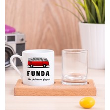 Hediye Dükkanı Kişiye Özel Vosvos Minibüs Tasarımlı Ahşap Sunumlu Türk Kahvesi Fincanı