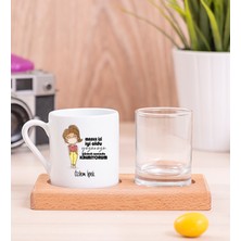 Hediye Dükkanı Kişiye Özel Maske Işi Iyi Oldu Tasarım Esprili Ahşap Sunumlu Türk Kahvesi Fincanı