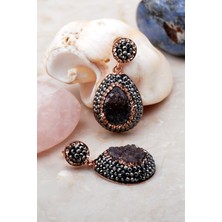 Sümer Telkari Ametist Taşlı Rose Gümüş Küpe