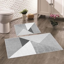 Thalia Home Kaymaz Taban Yıkanabilir 2'li Set Banyo Halısı Banyo Paspası Klozet Takımı