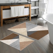 Thalia Home Kaymaz Taban Yıkanabilir 2'li Set Banyo Halısı Banyo Paspası Klozet