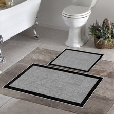 Thalia Home Kaymaz Taban Yıkanabilir 2'li Set Banyo Halısı Banyo Paspası Klozet Takımı