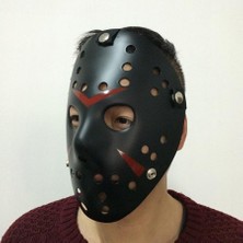 Parsilya Kırmızı Çizgili Hokey Jason Maskesi Siyah Renk