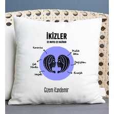 Hediye Dükkanı Kişiye Özel Ikizler Burcuna Hediye Kare Yastık