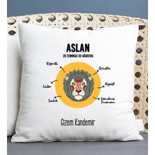 Hediye Dükkanı Kişiye Özel Aslan Burcuna Hediye Kare Yastık