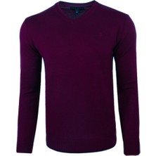 Ottomoda Regular Fit Bordo Erkek Pamuklu Düz Triko Kazak, OT-KZK-20011