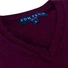 Ottomoda Regular Fit Bordo Erkek Pamuklu Düz Triko Kazak, OT-KZK-20011