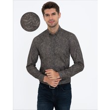 Pierre Cardin Erkek Haki Slim Fit Uzun Kollu Gömlek 50228348-VR027