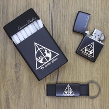 Ada Lazer Kişiye Özel The Deathly Hallows Metal Sigara Kutusu, Zippo Çakmak ve Anahtarlık Seti