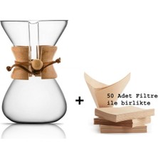 Black Goat 800ML *chemex Kahve Demleme Ekipmanı (Dripper Coffee Server)+50 Adet Chemex Uyumlu Filtre