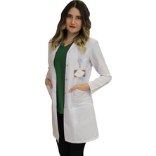 Gömlek Yaka Kadın Diz Üstü Boy - Uzun Kol Doktor Önlüğü , Öğretmen , Laboratuvar , Hastane Forması , Beyaz Önlük