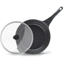 Thermoad Cam Kapaklı Core Wok Tava Gri 28 cm.