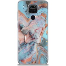 Kzy Xiaomi Redmi Note 9 Kapak Mermer Desenli Pop Socketli Silikon Kılıf - Mercan