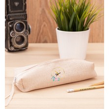 Hediye Dükkanı Kişiye Özel Geometrik Yaldız Tasarımlı Isimli Keten Bez Kalemlik