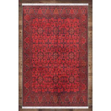 Soho Halı Kırmızı Otantik Desenli Yıkanabilir Kaymaz  Klasik Salon Halısı Dekoratif Kilim ARM-1013