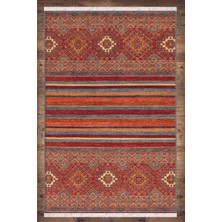 Soho Halı Turuncu Kırmızı Otantik Desenli Yıkanabilir Kaymaz  Salon Halısı Dekoratif Kilim ARM-1116