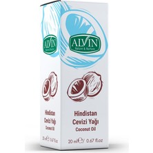 Alvin Hindistan Cevizi Yağı, Soğuk Sıkım, %100 Saf ve Doğal, 20 ml