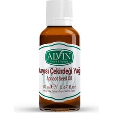 Alvin Kayısı Çekirdeği Yağı, Soğuk Sıkım, %100 Saf ve Doğal, 20 ml