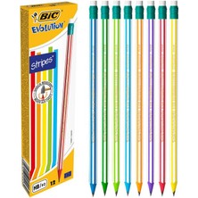 Bic Evolution Stripes Silgili Kurşun Kalem 12'li Kutu
