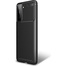 Microcase Samsung Galaxy S21 Plus Maxy Serisi Carbon Fiber Silikon Kılıf - Siyah