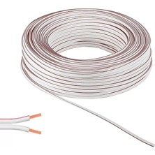 Alkan Kablo 2 x 0.75 mm Bitişik Yassı Kordon Hoparlör Kablosu Tam Bakır H03VH-H Beyaz Renk 20 Metre