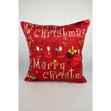 Mrs.gugar Noel Kırmızı Mery Christmas Desen Kırlent Kılıfı