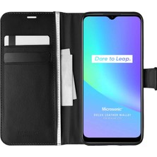 Microsonic Realme C25 Kılıf Delux Leather Wallet Siyah