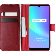 Microsonic Realme C25 Kılıf Delux Leather Wallet Kırmızı