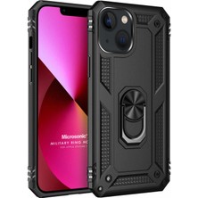 Microsonic Apple iPhone 13 Kılıf Military Ring Holder Siyah